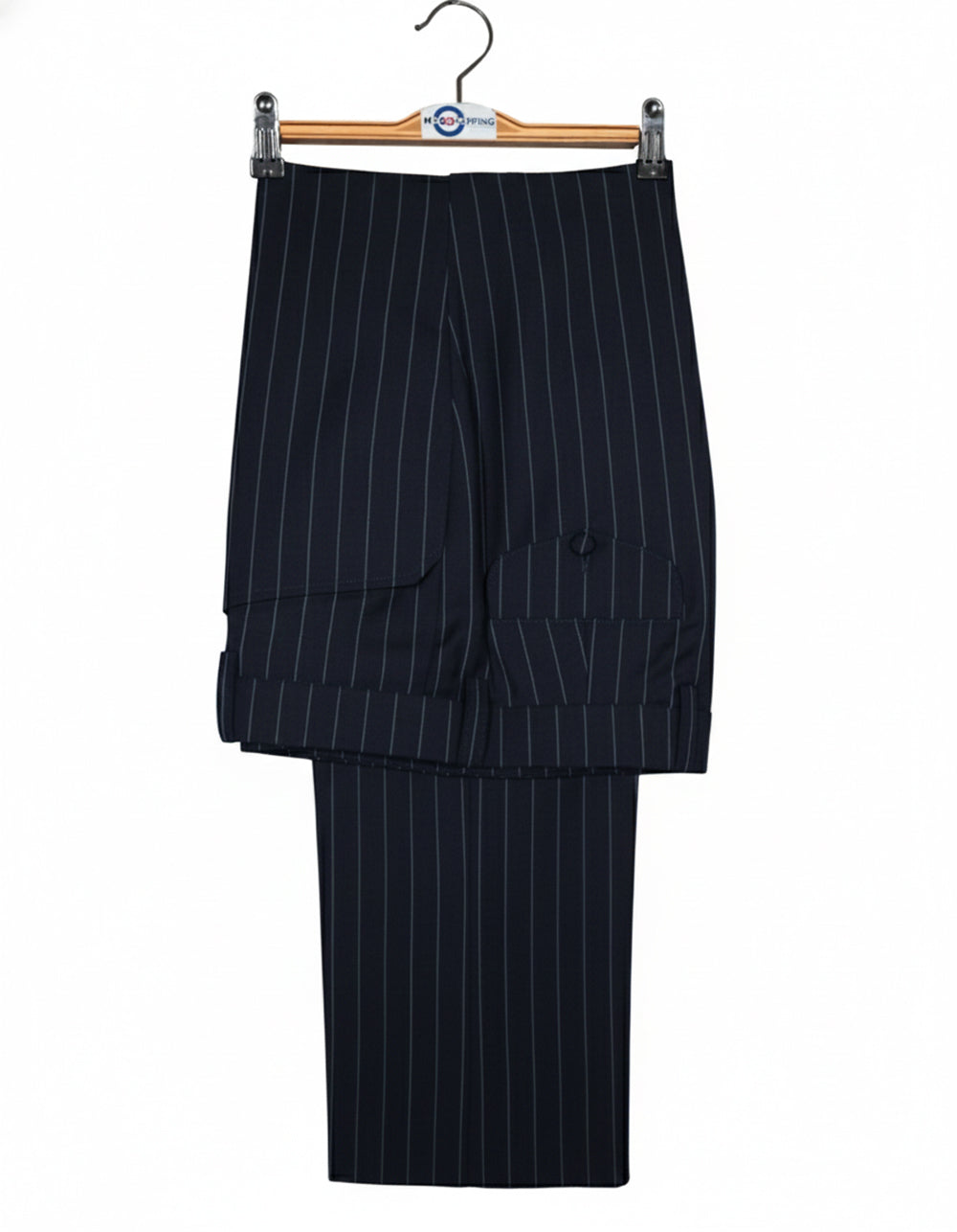 Dark Navy Blue and Light Grey Stripe 3 Piece Suit