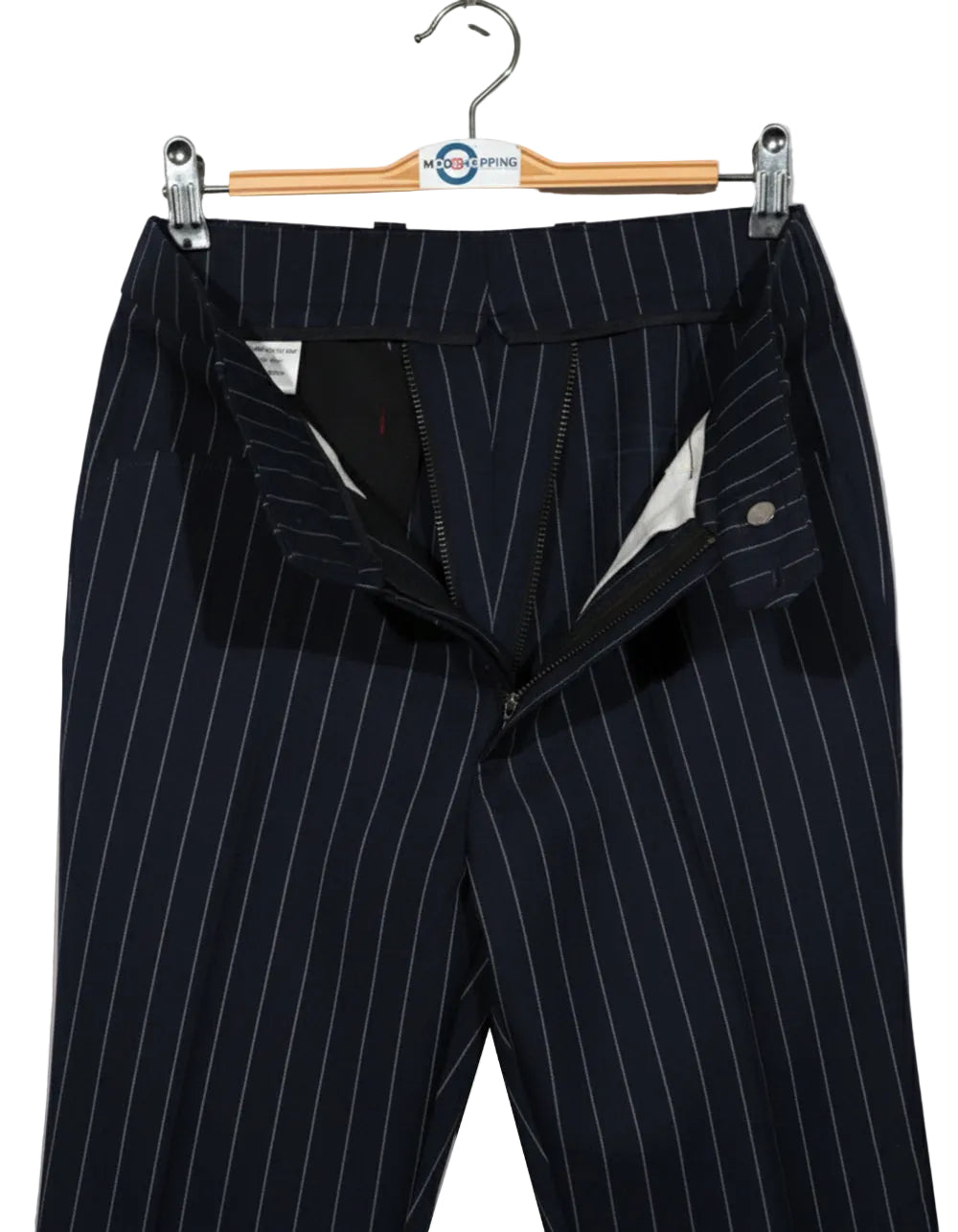 Dark Navy Blue and Light Grey Stripe 3 Piece Suit