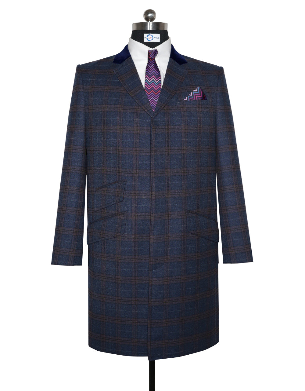 Navy Blue and Brown Prince of Wales Check