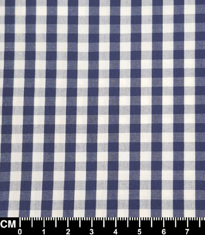 Vintage Mod Navy Blue and White Gingham Short Sleeve Shirt