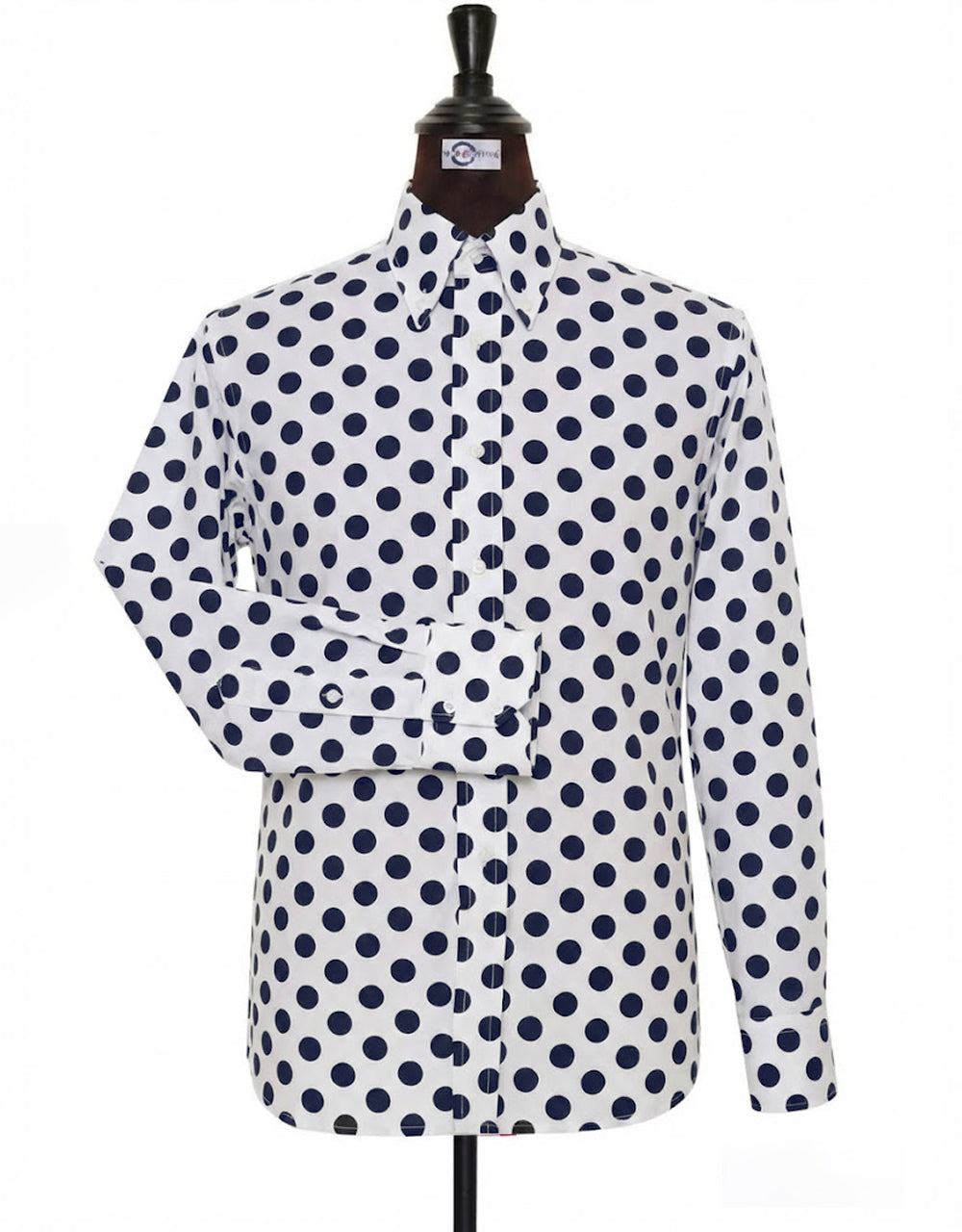 Dark Navy Blue Medium Polka Dot Shirt