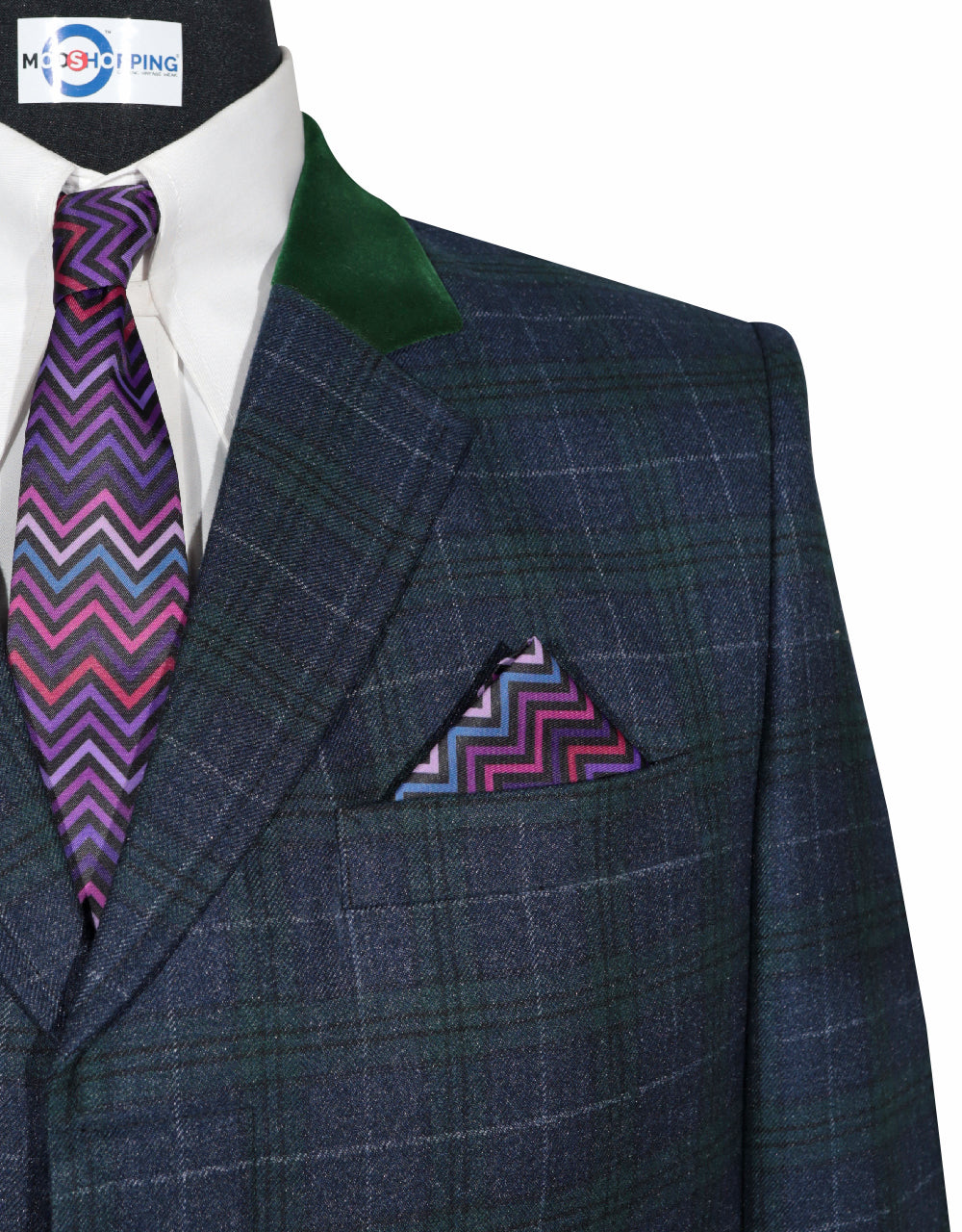 Navy & Green Prince of Wales Check