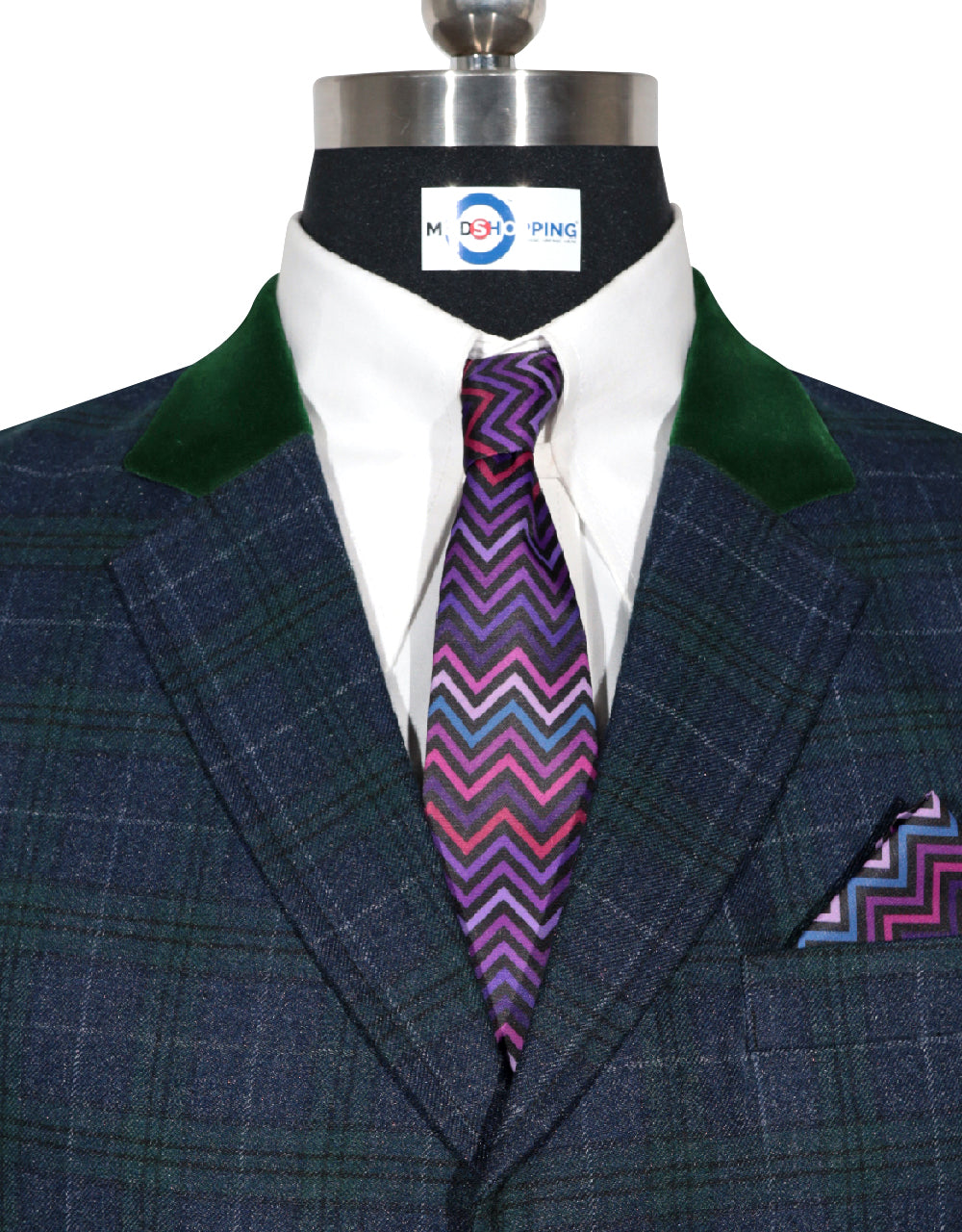 Navy & Green Prince of Wales Check