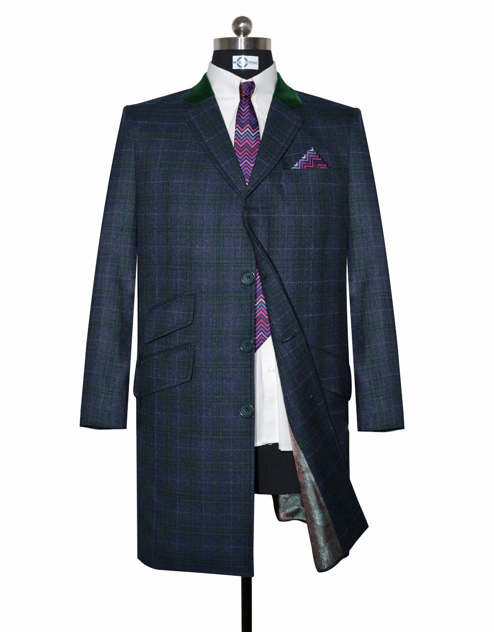 Navy & Green Prince of Wales Check