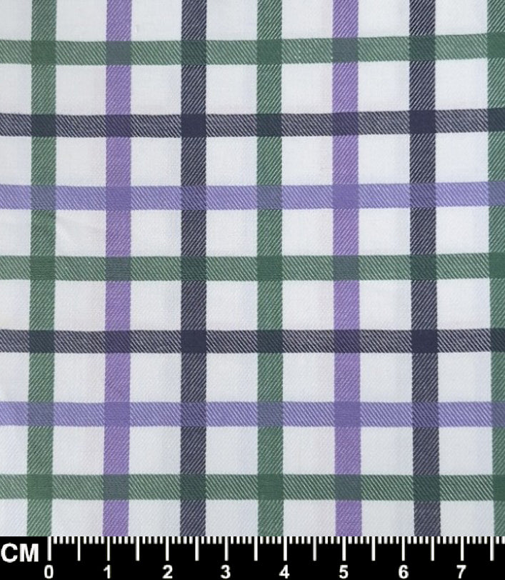Navy blue, Green and Purple Gingham Short Sleeve Fabric