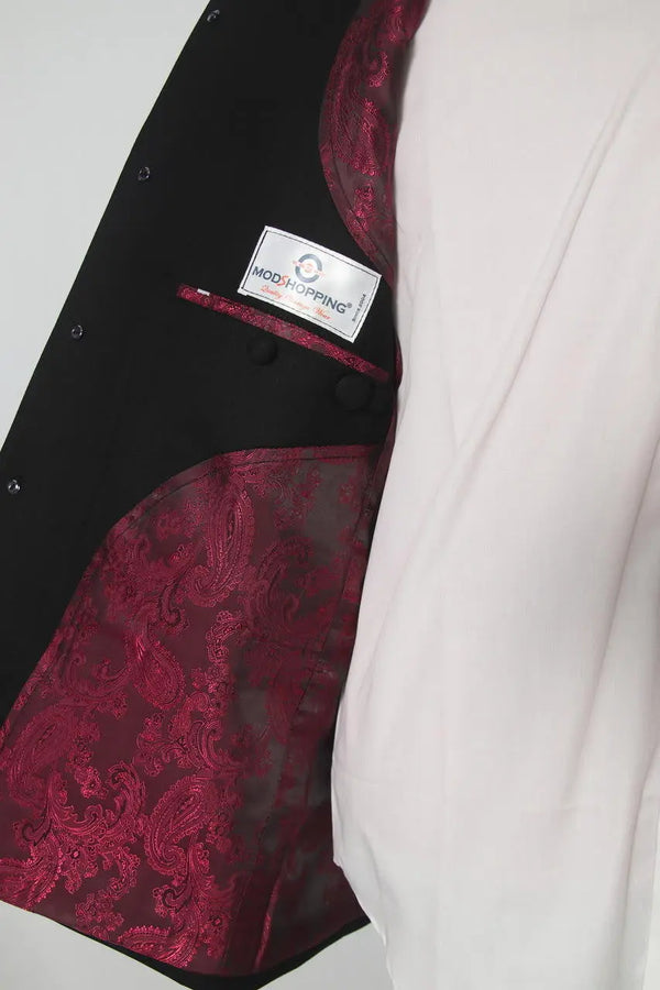 Nehru Collar Suit | Black Color Tailored 5 Button Suit Modshopping