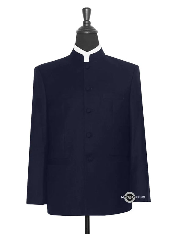 Nehru Collar Suit | Dark Navy Blue Nehru Suit Modshopping