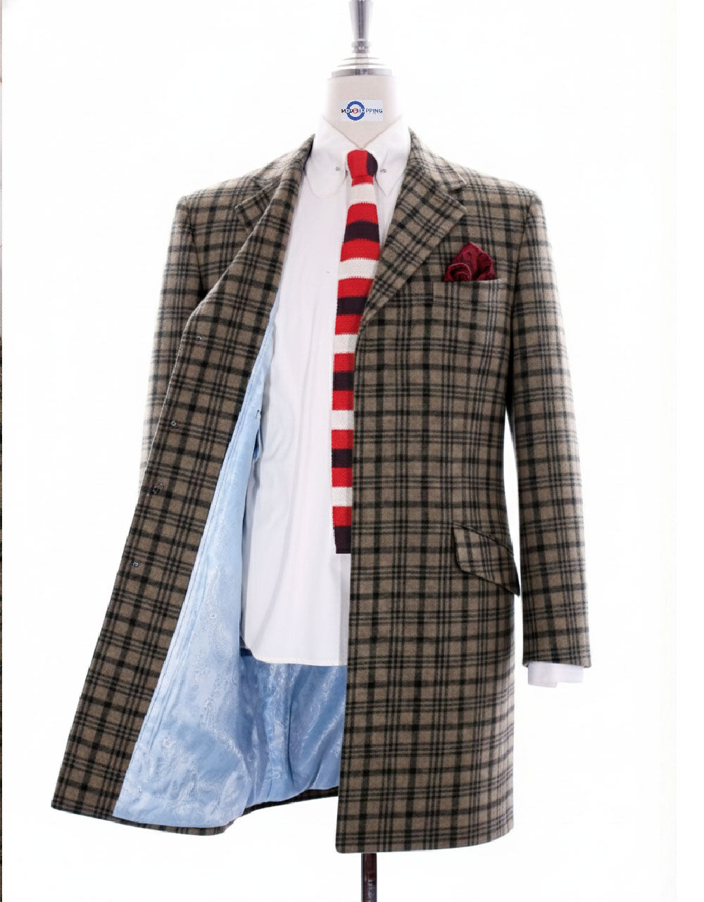 Camel and Black Check Overcoat Lining