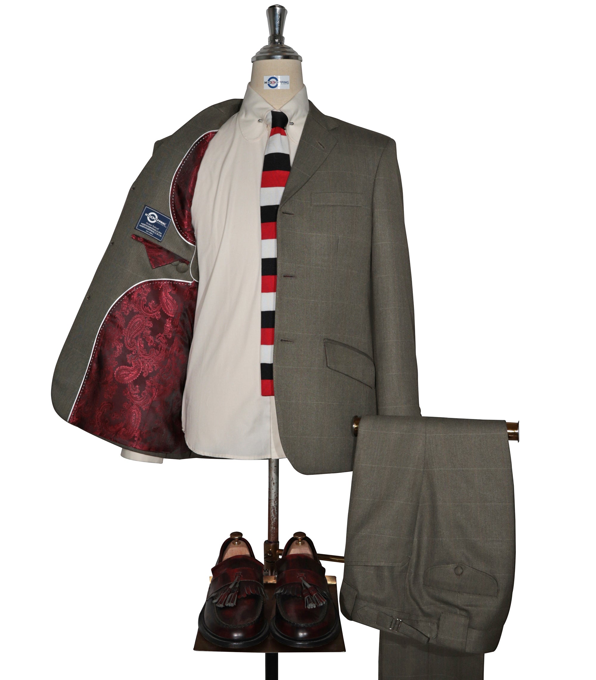 Olive Green Herringbone Suit