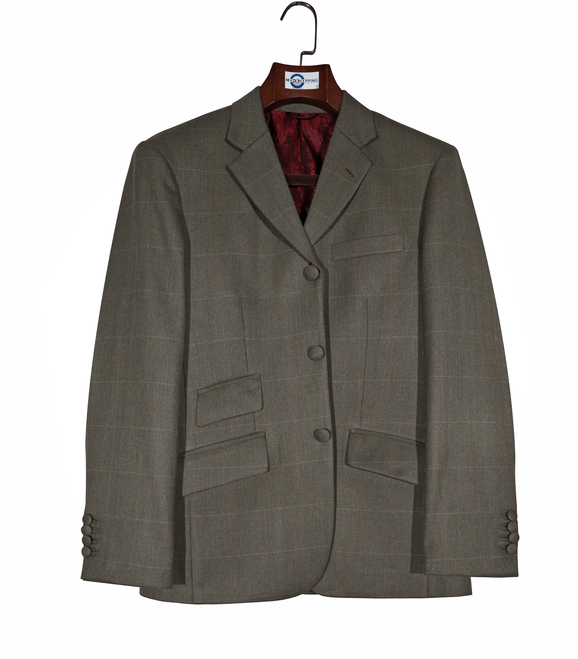 Olive Green Herringbone Suit
