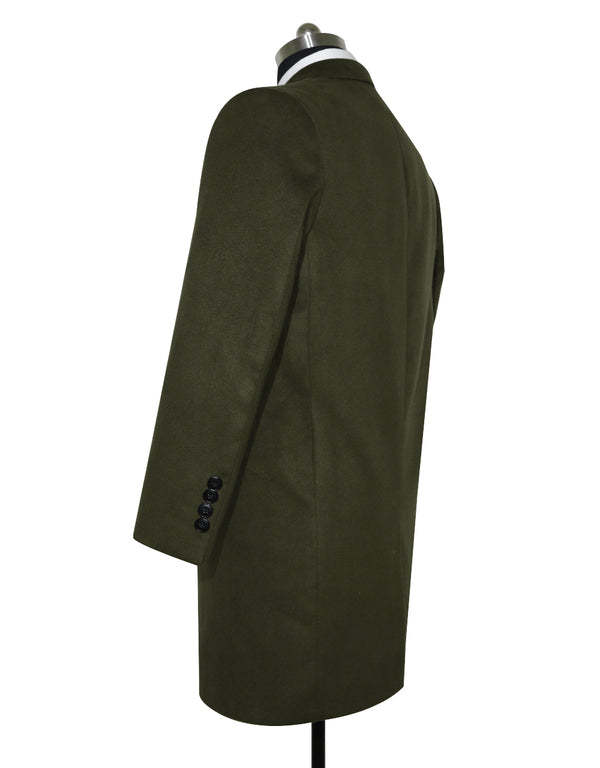 Long Overcoat | Vintage Style Olive Green Long Wool Overcoat