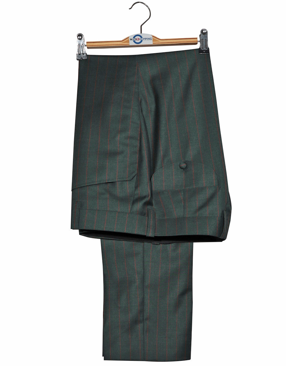 Olive Green and Burnt Orange Striped Suit