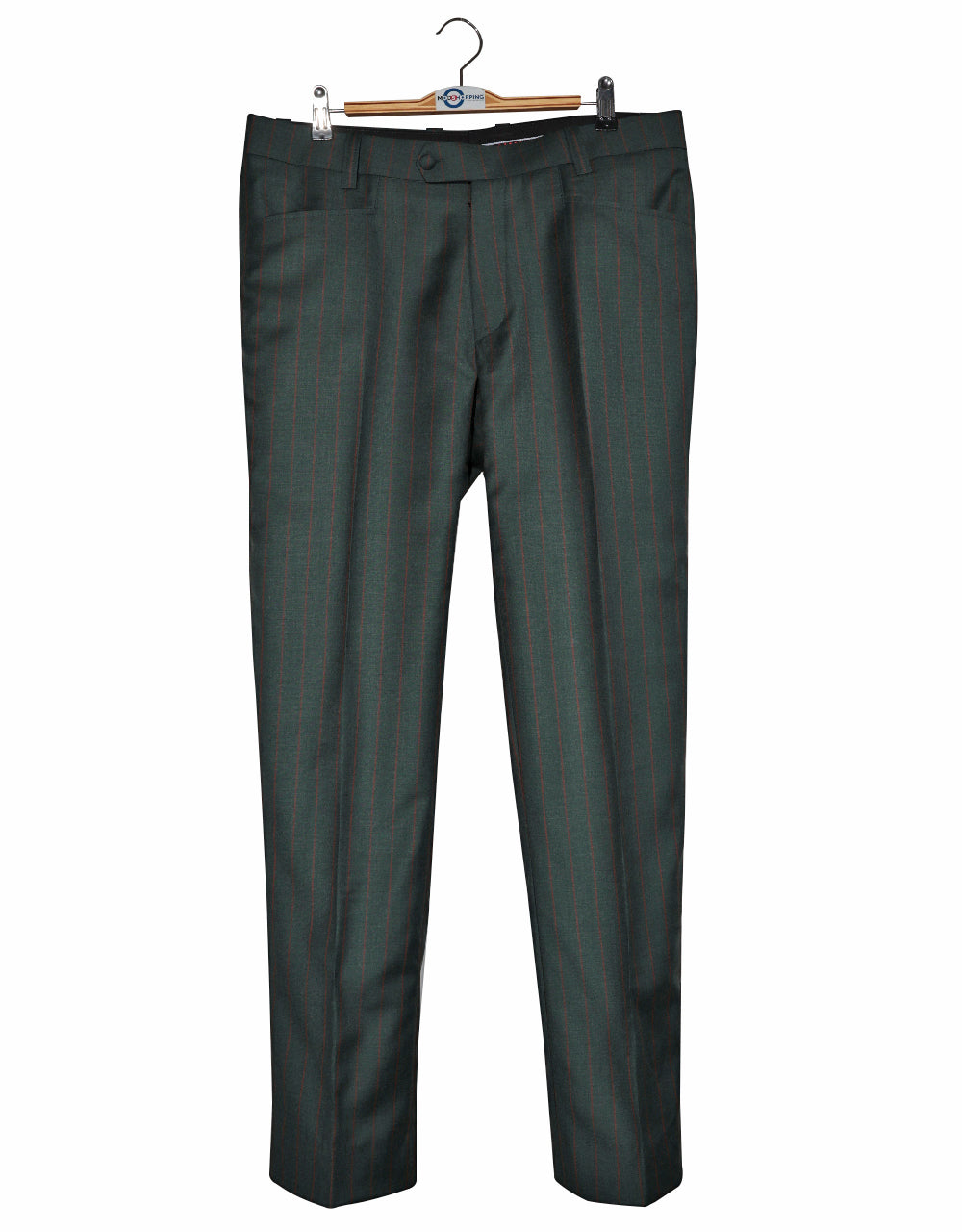 Olive Green and Burnt Orange Striped Suit