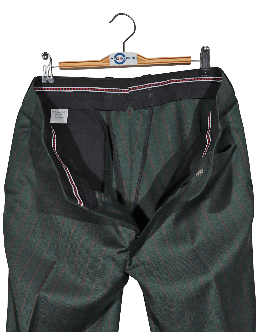 Olive Green and Burnt Orange Striped Suit Inside Trouser