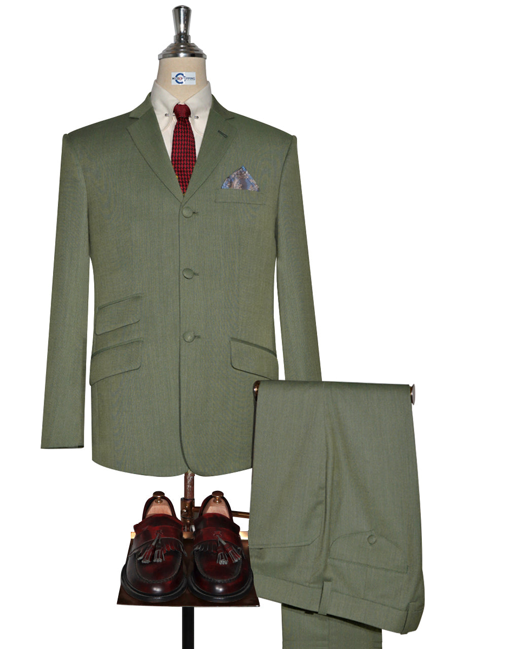 Olive Green and Khaki Two Tone Suit