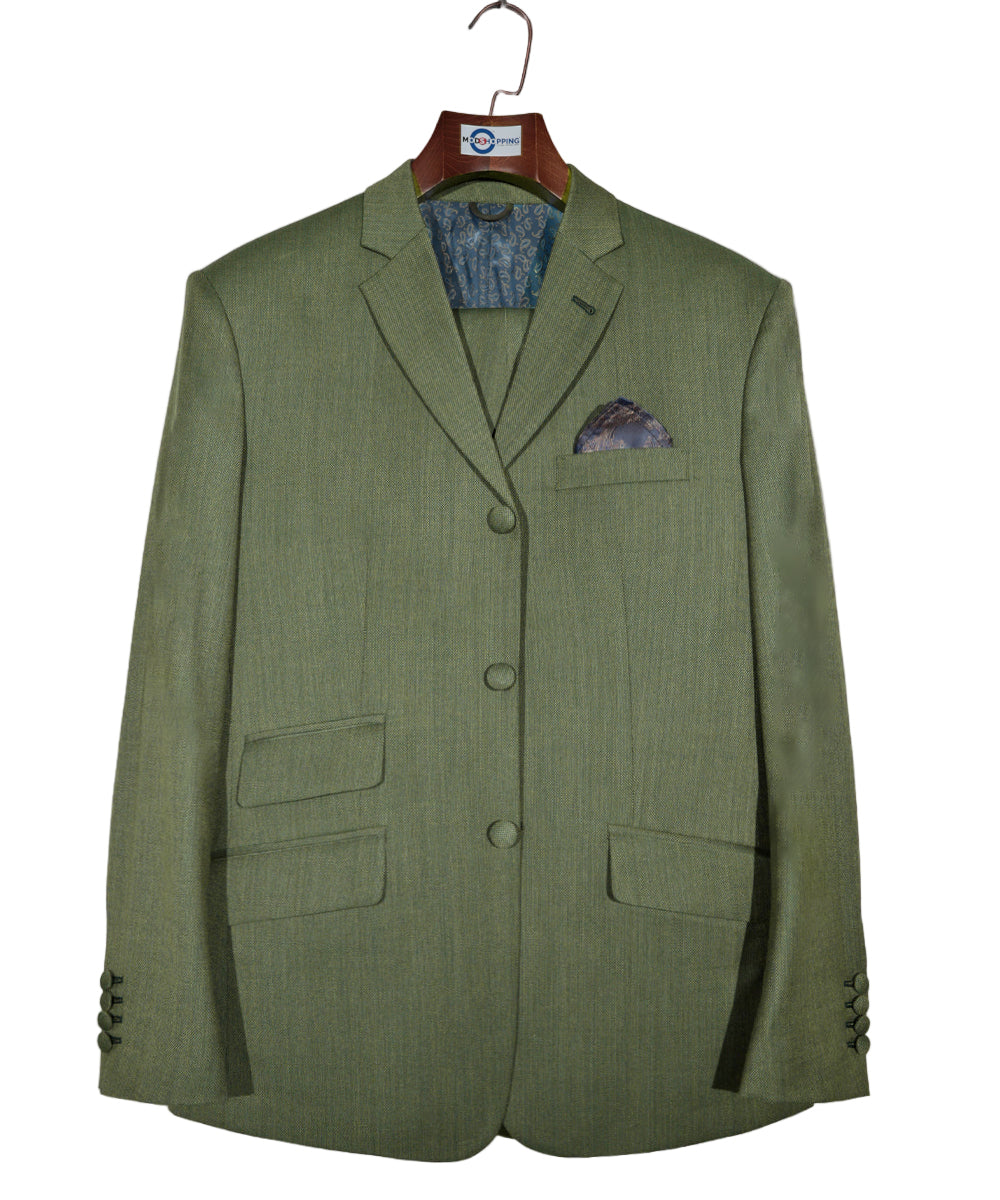 Olive Green and Khaki Two Tone Suit