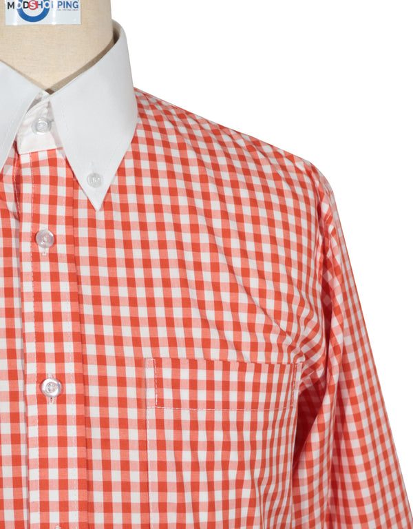 This Shirt Only -  Orange Gingham Check Button Down Shirt