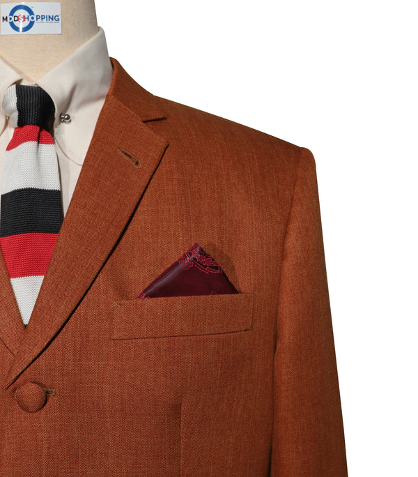Mod Suit  - Vintage Style Orange Linen Suit