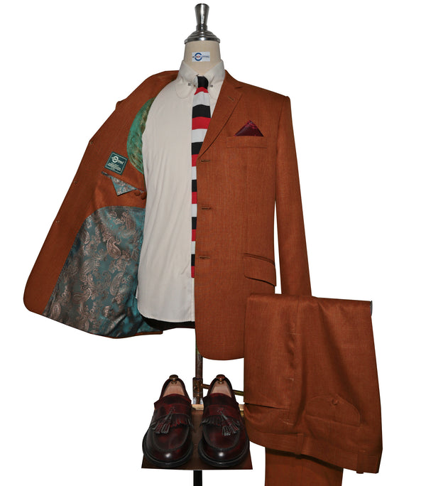 Mod Suit  - Vintage Style Orange Linen Suit