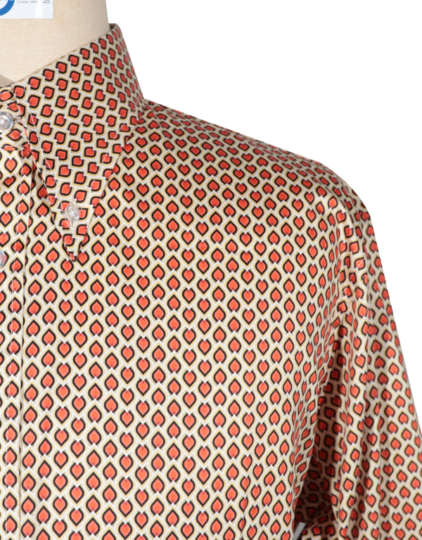 60s Style Orange and Khaki  Argyle Shirt