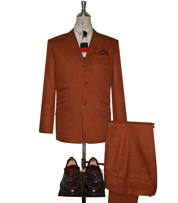 Mod Suit  - Vintage Style Orange Linen Suit