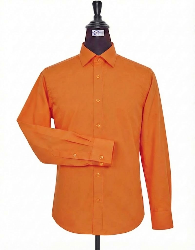  Orange Color Spread Collar Shirt