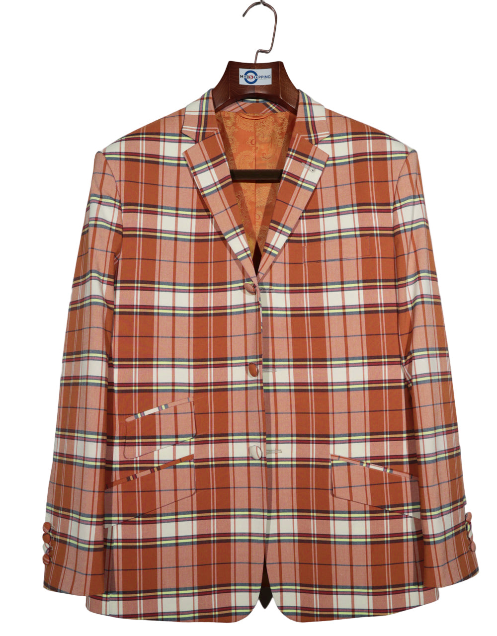 Orange and White Tartan Check Jacket 