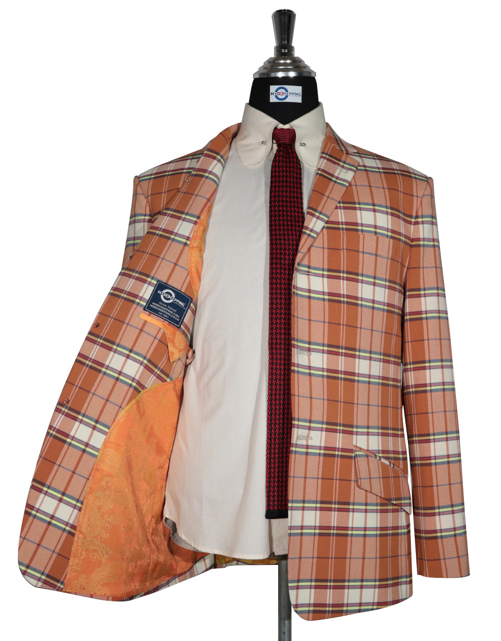 Orange and White Tartan Check Jacket 