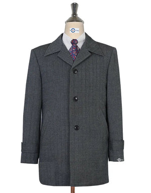 Original Vintage 60s Retro Herringbone Grey Tweed Short Coat Modshopping Clothing