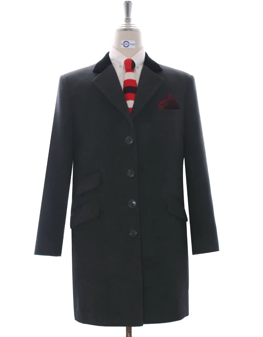 Overcoat | Retro Mod Style Charcoal Grey Long Wool Coat – Mod
