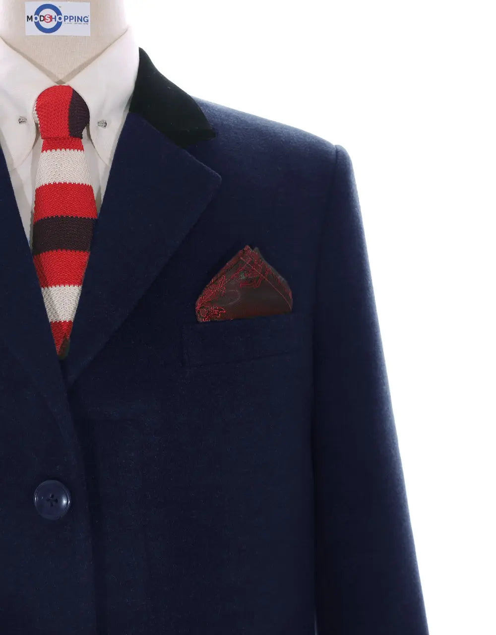 Overcoat | Retro Mod Style Navy Blue Long Wool Coat Modshopping Clothing