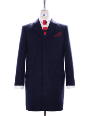 Overcoat Men's| 100% Wool Navy Blue Vintage Long Mens Winter Coat Modshopping Clothing