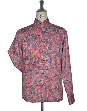 Paisley Shirt - 60s  Style  Pink Paisley Shirt Modshopping Clothing