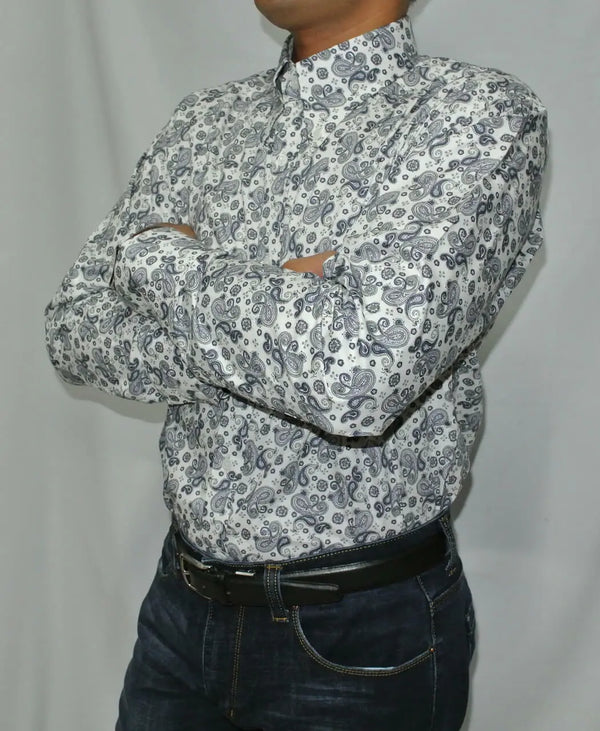Paisley Shirt | Grey 60s Retro Paisley Mod Shirt Modshopping Clothing