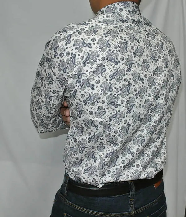 Paisley Shirt | Grey 60s Retro Paisley Mod Shirt Modshopping Clothing
