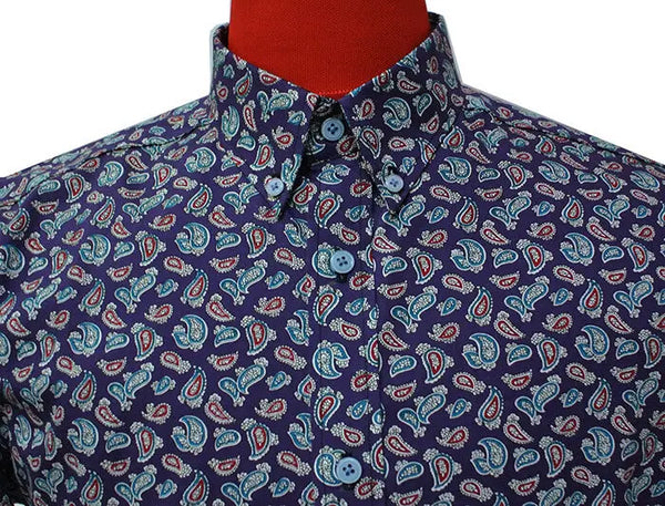 Paisley Shirt| 60s Mod Style Purple Paisley Shirt Modshopping Clothing