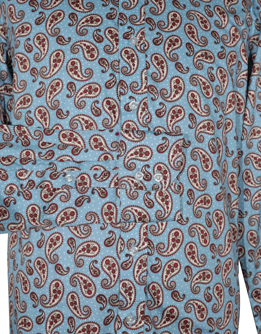 Paisley Shirt - 60s  Style Sky Blue Paisley Shirt Modshopping Clothing