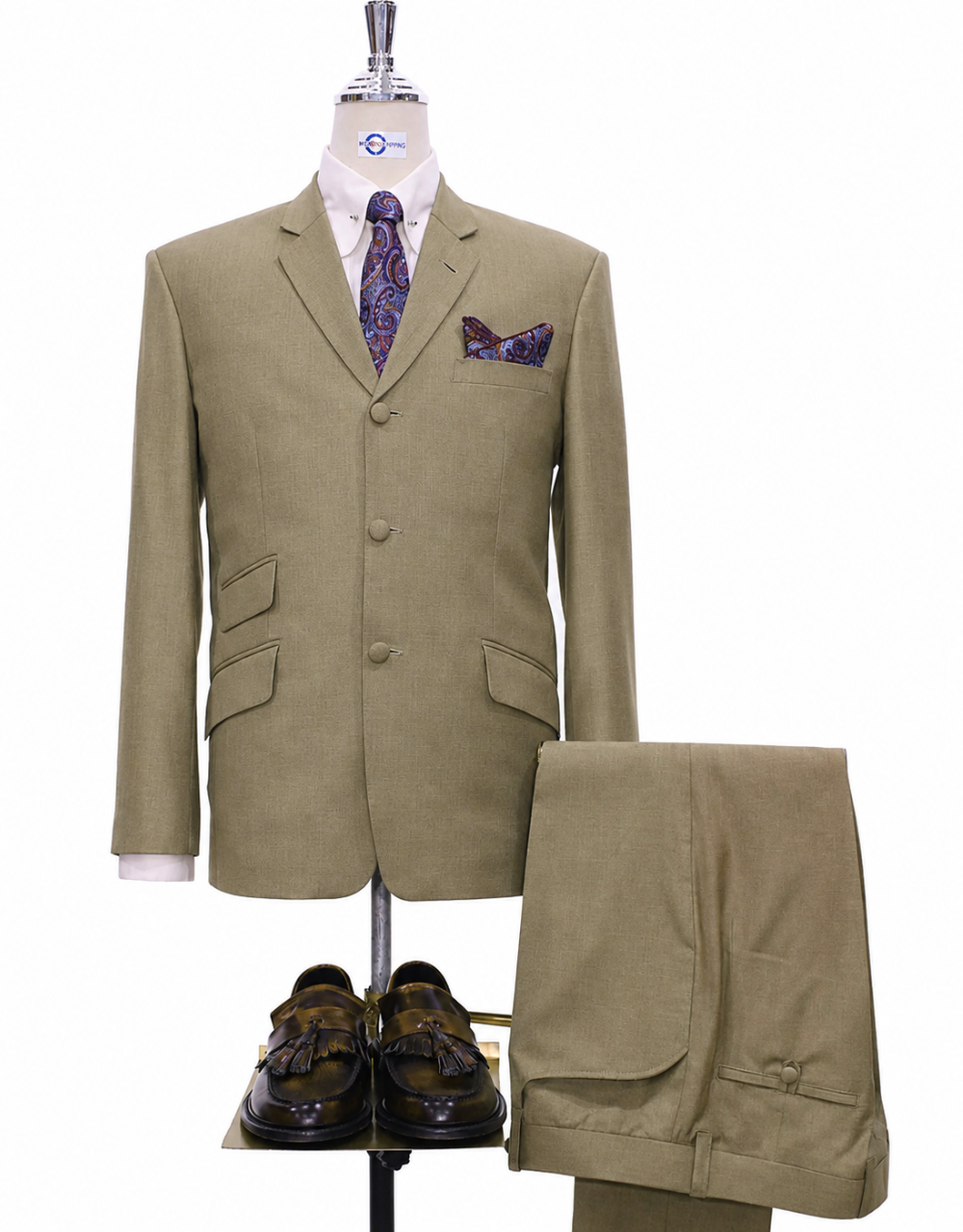 Mod Suit - 60s Mod Style Pale Brown Suit