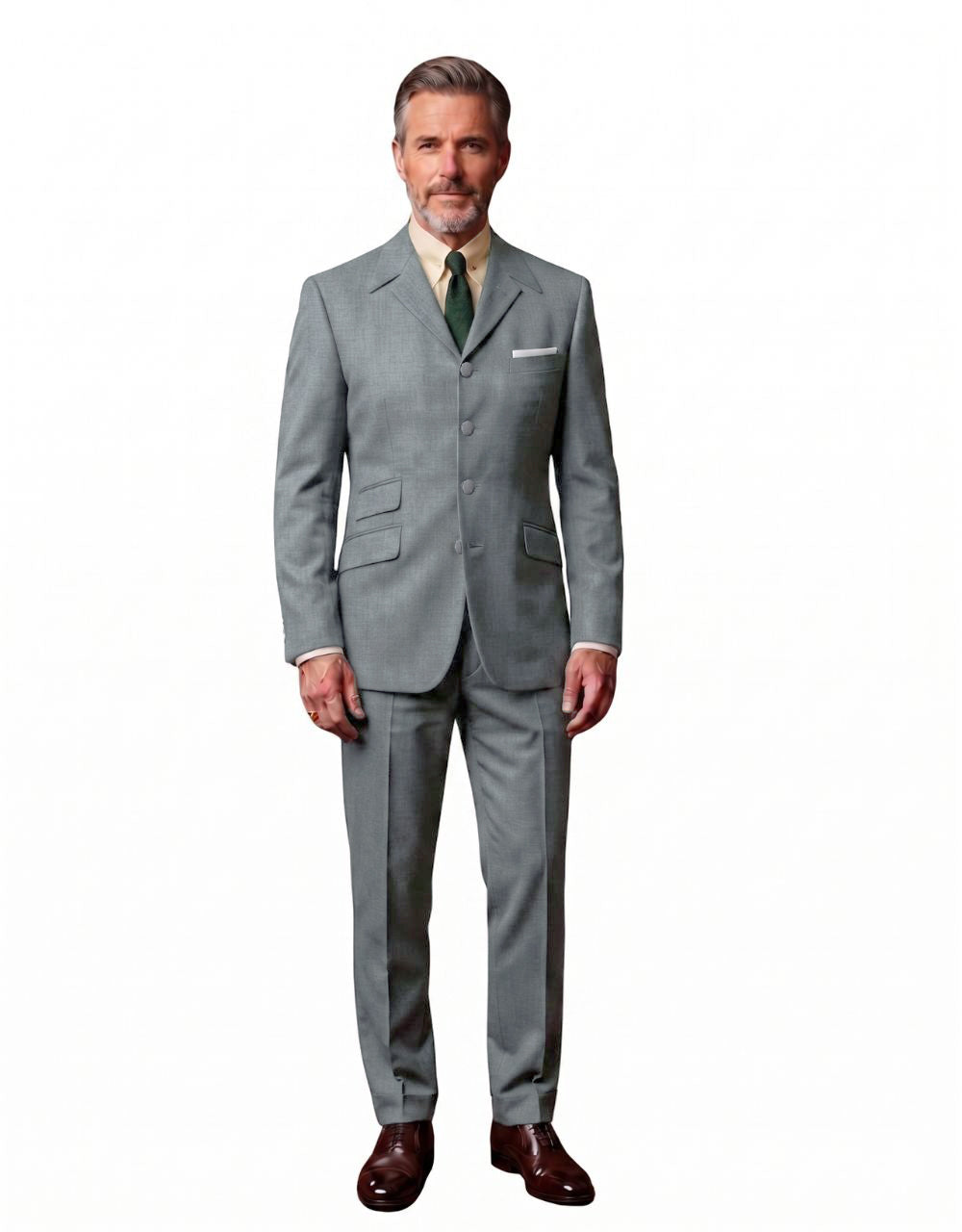 Pale Grey Winged Lapels Suit 01
