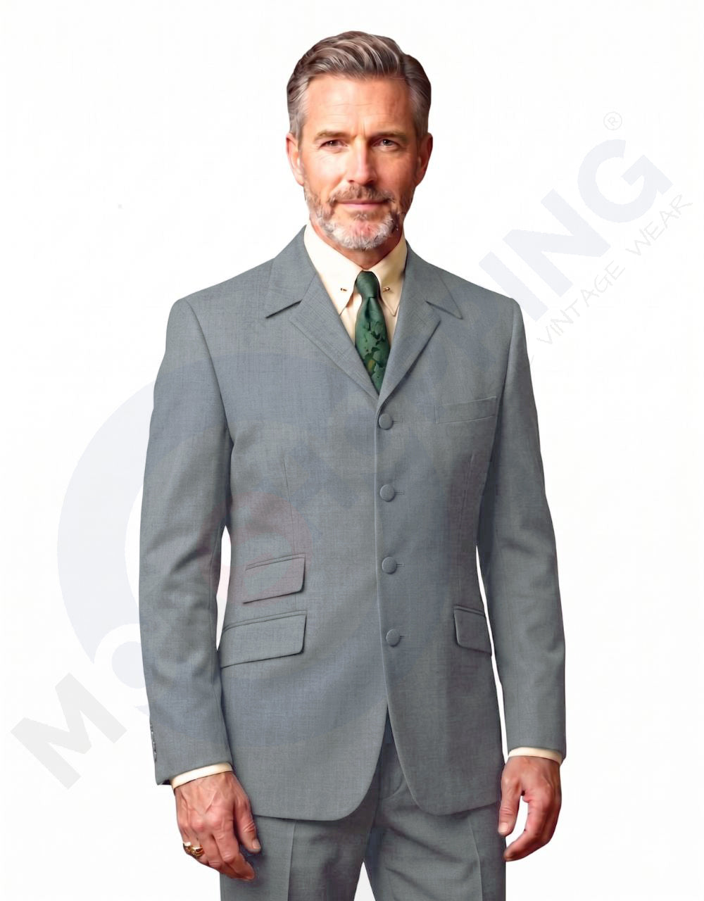 Pale Grey Winged Lapels Suit 02