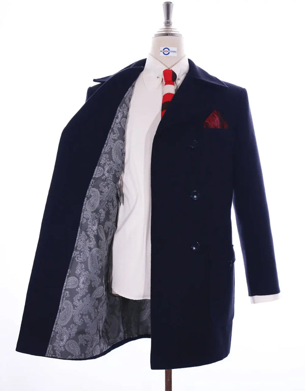 Pea Coat | Retro Vintage Mod Style Wool Classic Navy Blue Pea Coat Modshopping Clothing