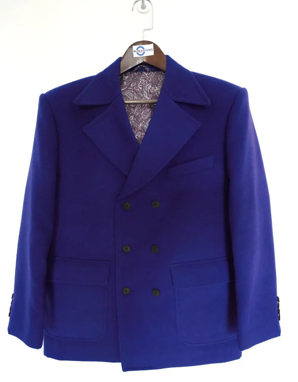 Pea Coat | 60s Mod Retro Blue Double Breasted Pea Coat Modshopping Clothing