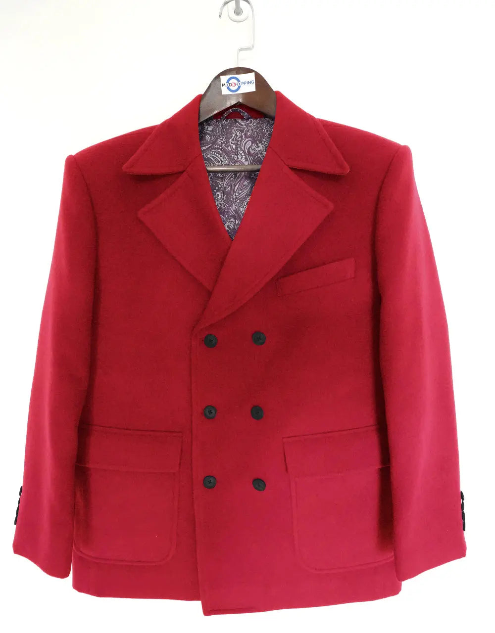 Pea Coat | 60s Mod Retro Red Double Breasted Pea Coat Modshopping Clothing