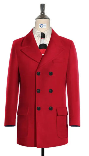 Pea Coat | 60s Mod Retro Red Double Breasted Pea Coat Modshopping Clothing