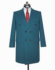 Peacock Blue Double Breasted Long Coat