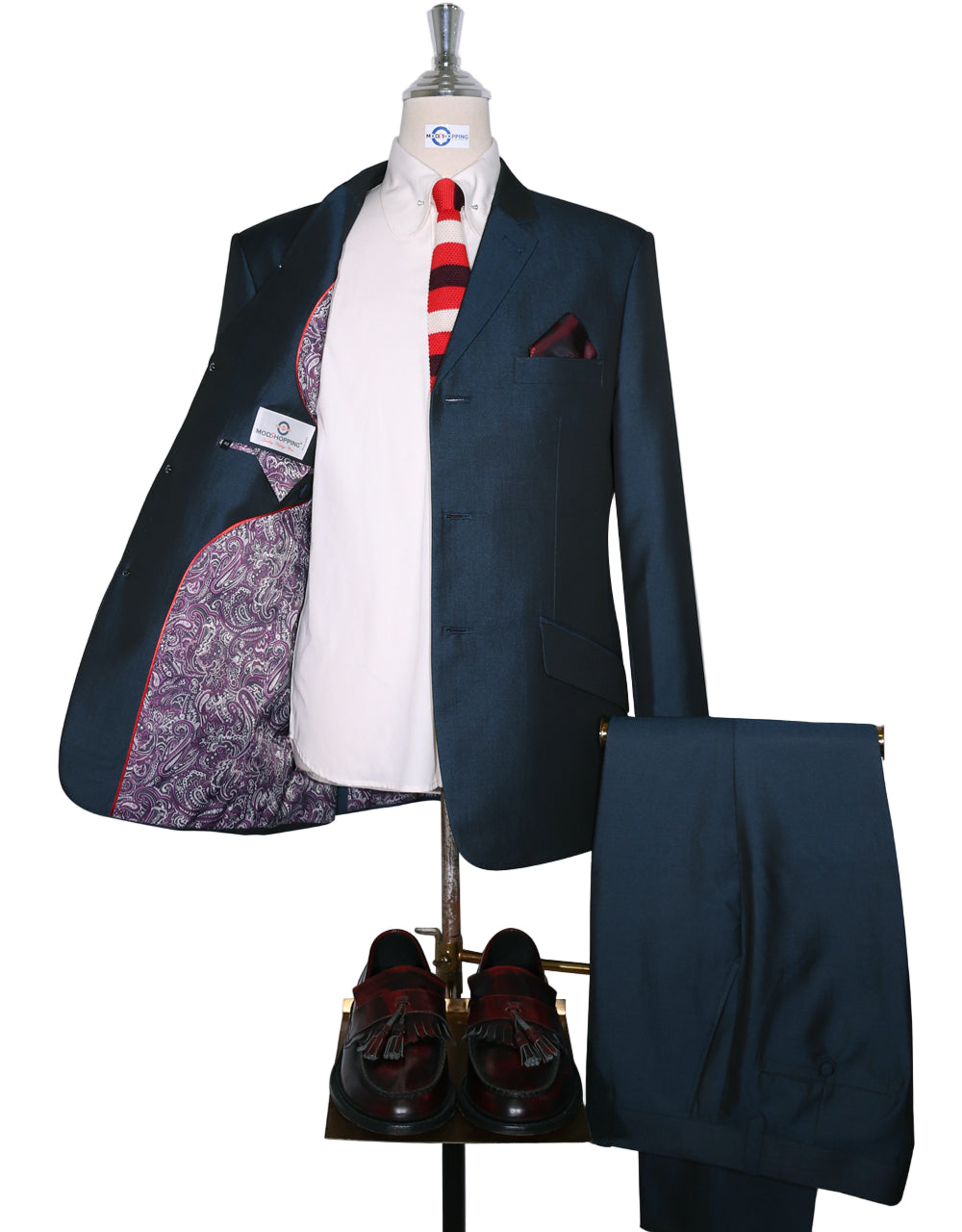 Peacock Blue Two Tone Suit