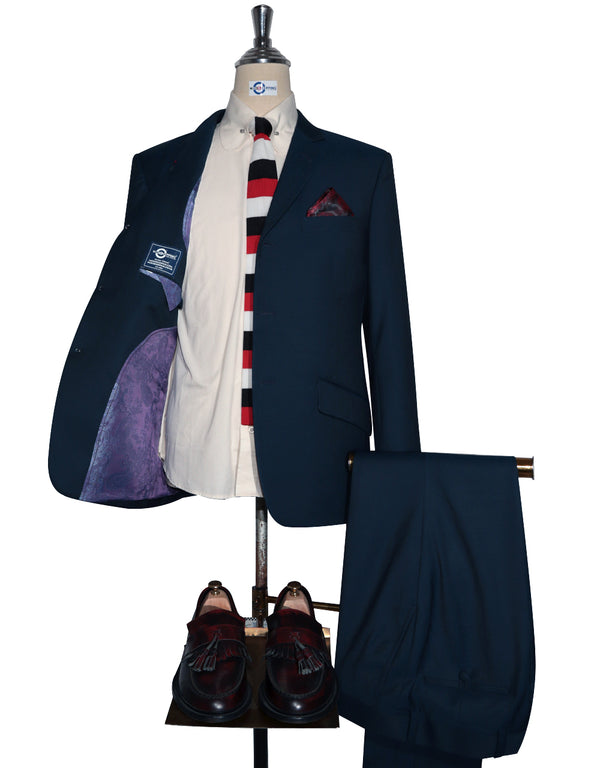 Peacock Blue And Black Two Tone Suit