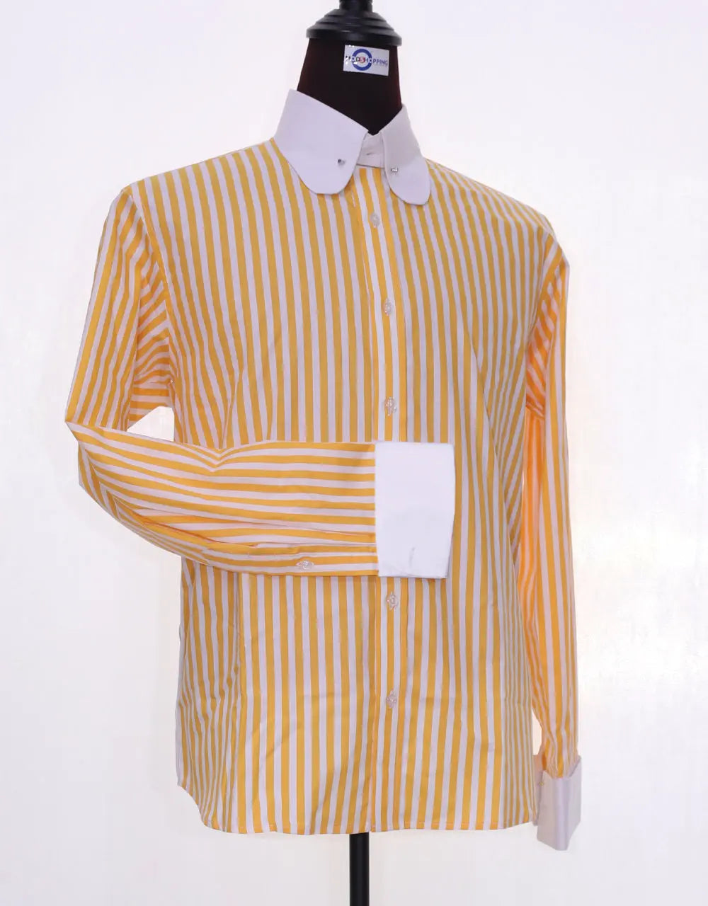 Penny Pin Collar Shirt - Orange And White Stripe Shirt Modshopping Clothing