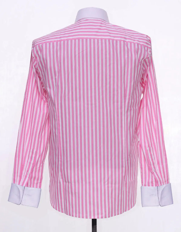 Penny Pin Collar Shirt - Pink and White Stripe Shirt Modshopping Clothing