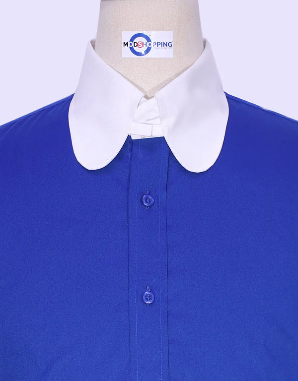 Penny Tab Collar Shirt - Blue Formal Shirt Modshopping Clothing